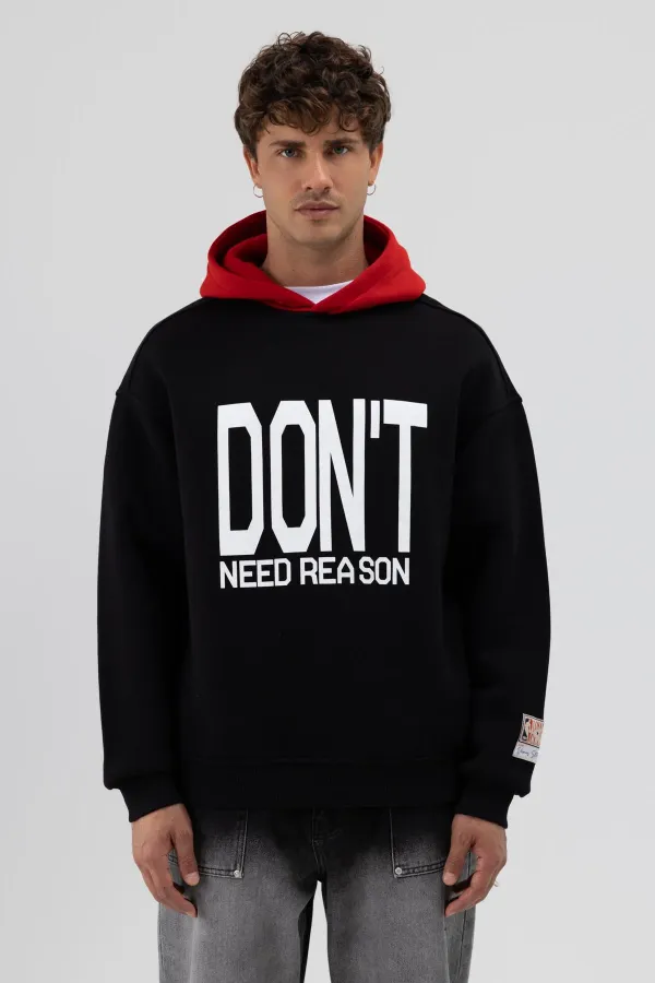 Sweat-shirt oversize noir imprimé bicolore