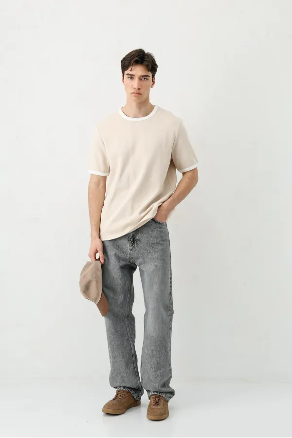 Kısa Kollu Regular Fit Tişört Taş