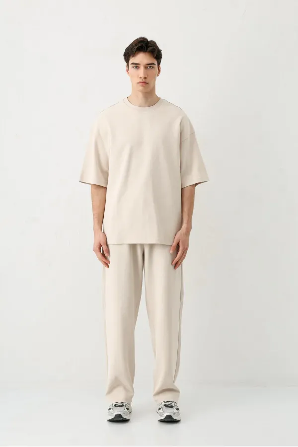 Baggy Fit Yıkamalı Eşofman Alt Taş