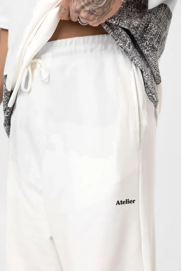 Etnik Desenli Oversize Eşofman Takım Ekru