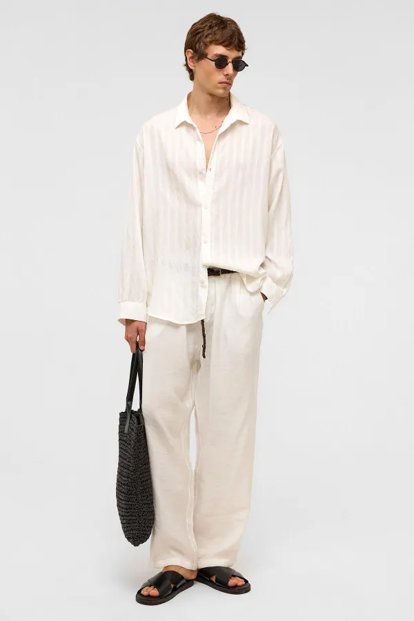 Oversize Long-Sleeve Modal Fabric Shirt White