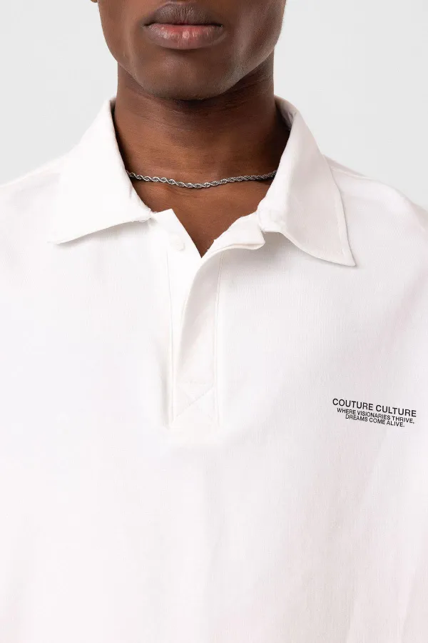 Polo Yaka Oversize Tişört Ekru