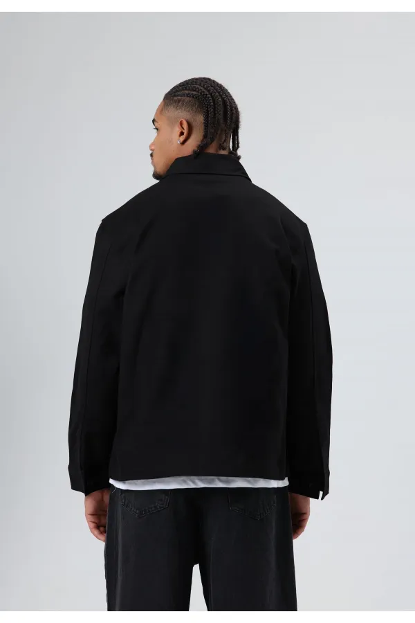 Boxy Fit Gabardin Ceket Siyah