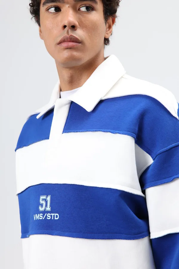 Sweat-shirt oversize à rayures imprimées, écru