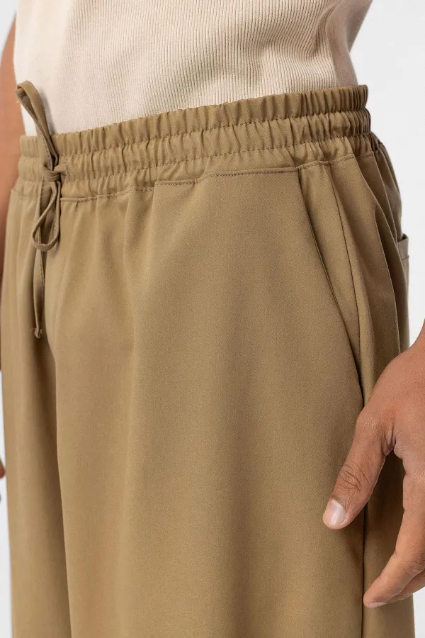Pantalon ample à taille élastique, kaki