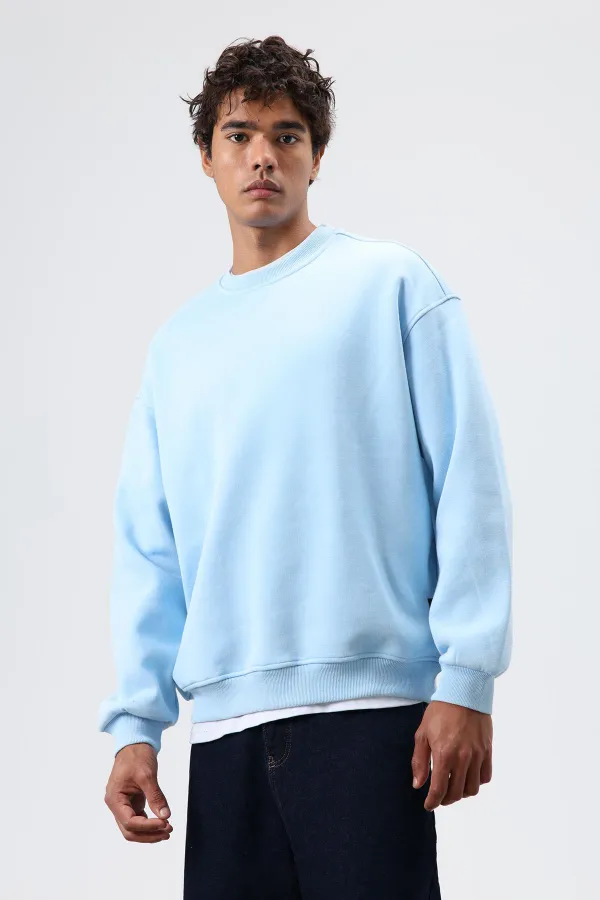 Sweat-shirt basique oversize délavé bleu ciel
