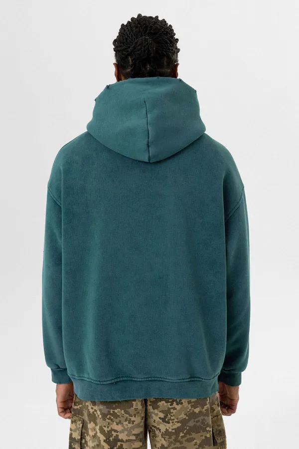 Card Detail Washed Oversize Sweatshirt Petrol