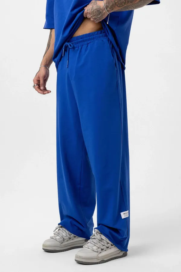 Etiket Detaylı Oversize Eşofman Takım Saks Etiket Detaylı Oversize Eşofman Takım Saks