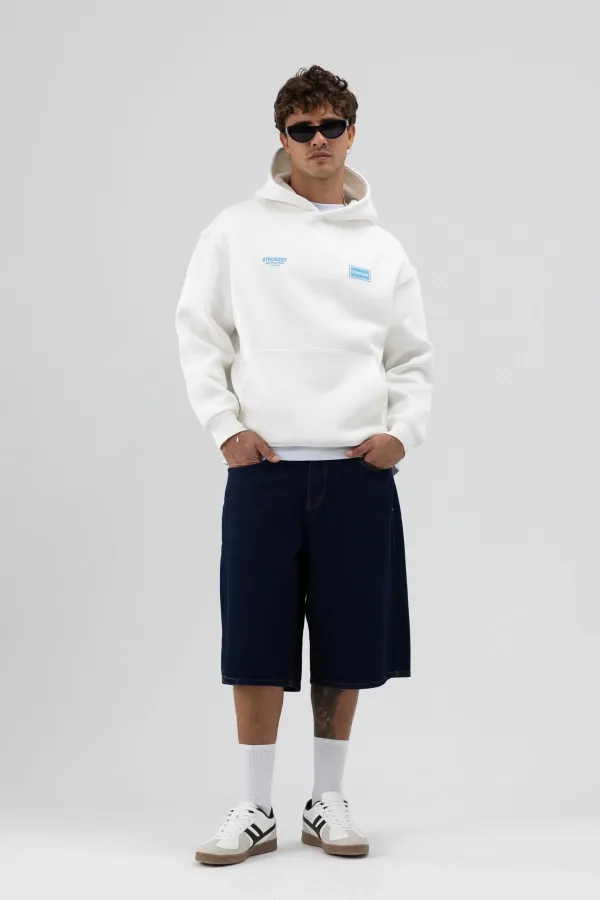 Sweat-shirt oversize imprimé au dos, écru