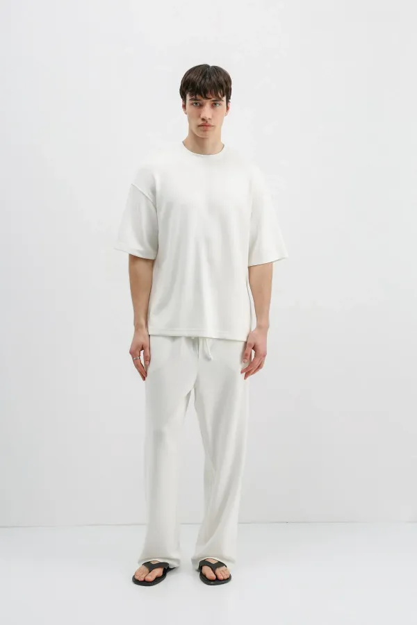 Modal Karışımlı Oversize Tişört Ekru