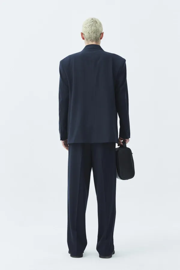 Costume croisé coupe décontractée, bleu marine