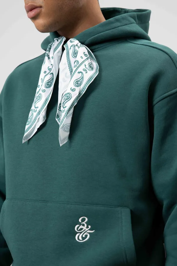 Oversize Hooded Sweatshirt with Scarf Detail, Navy Blue