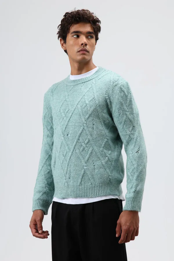 Pull oversize en maille à motifs menthe