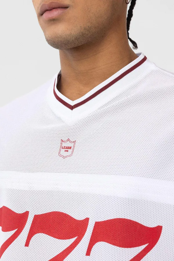 Oversize V-Neck Jersey T-Shirt White