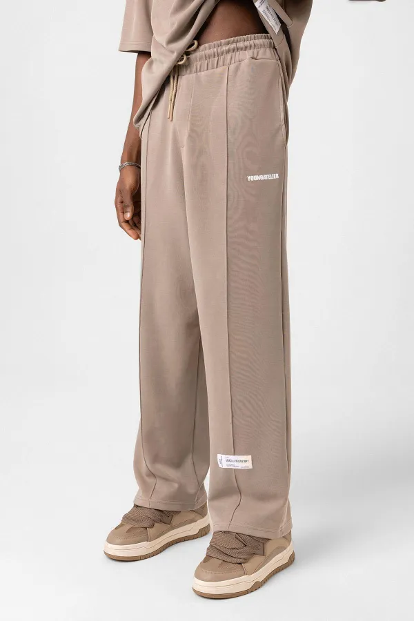 Label Detailed Oversize Modal Fabric Tracksuit Set Mink