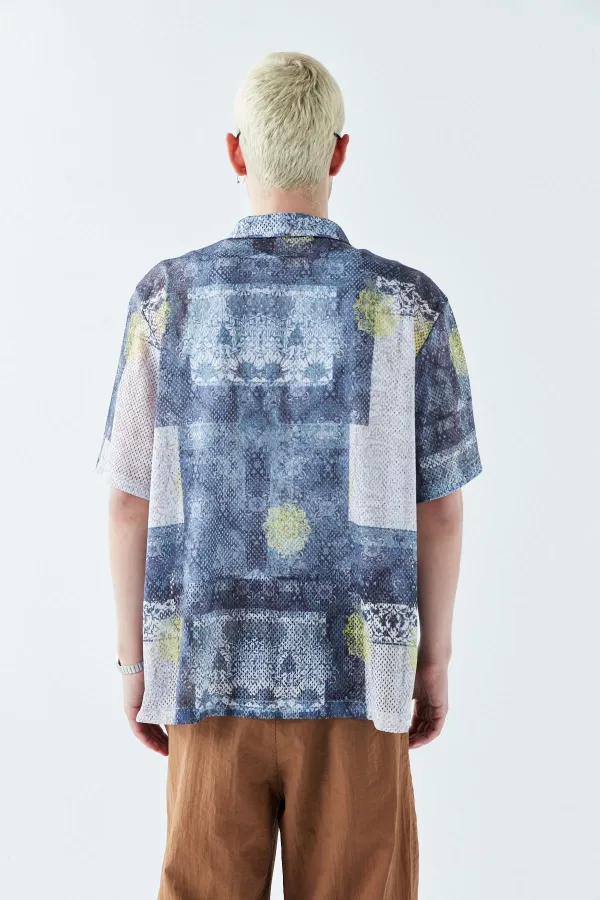 Patterned Corduroy Oversize Shirt Pattern-8