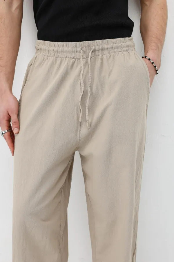 Pantalon ample en lin avec taille élastique (Pierre)
