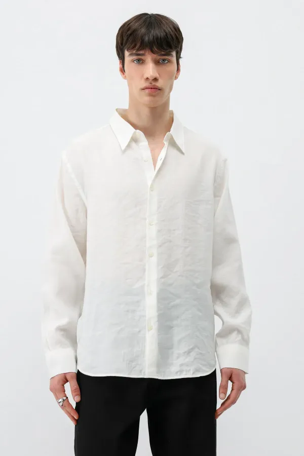 Chemise oversize en modal, écru