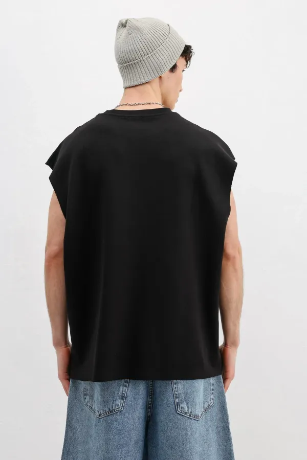Oversize Kolsuz Basic Tişört Siyah