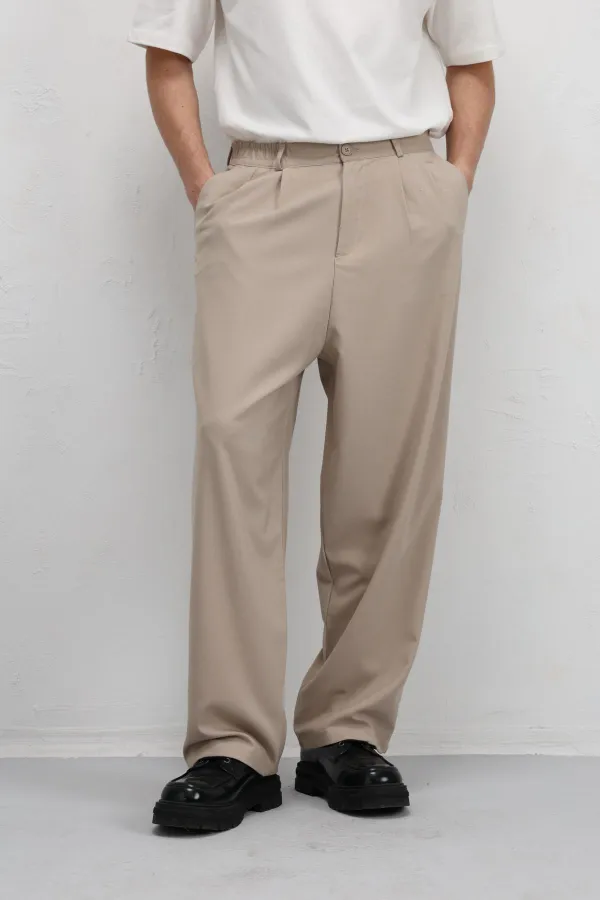 Baggy Fit Kumaş Pantolon Taş