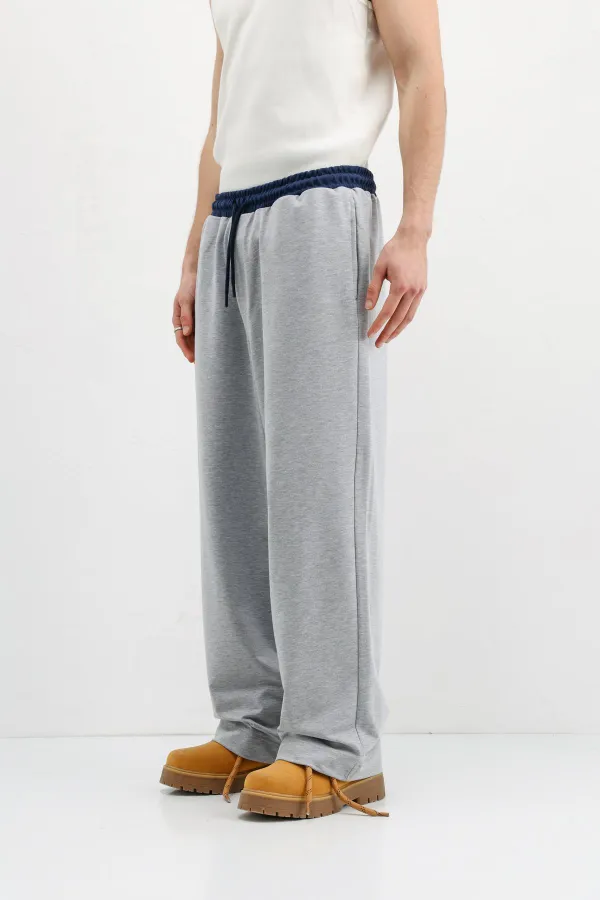 Baggy Fit Eşofman Alt Gri Melanj