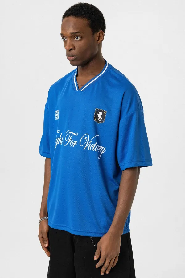 Baskılı Oversize Forma Tişört Saks