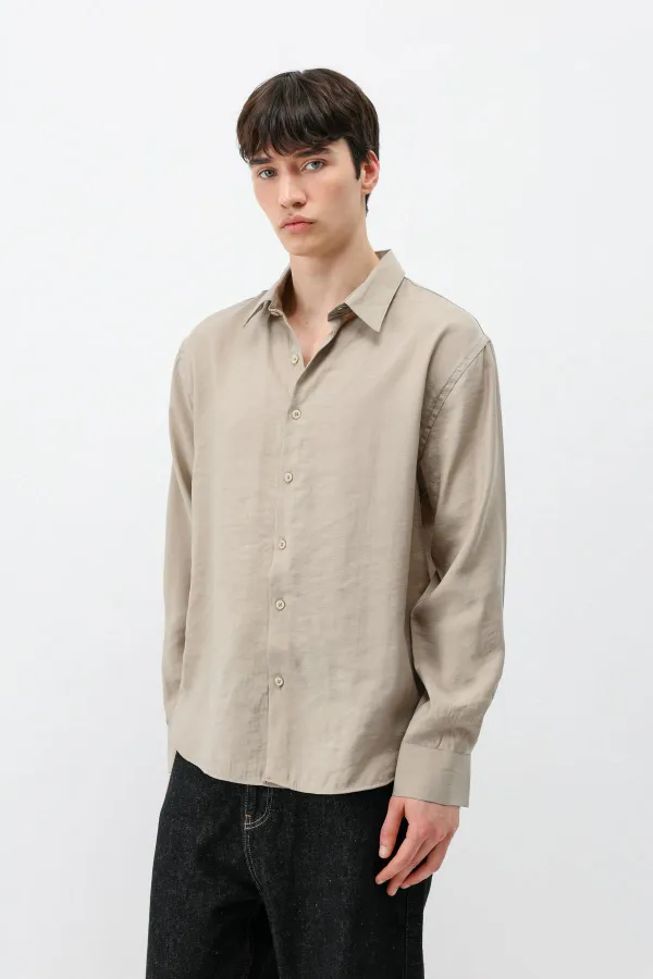 Chemise oversize beige en modal
