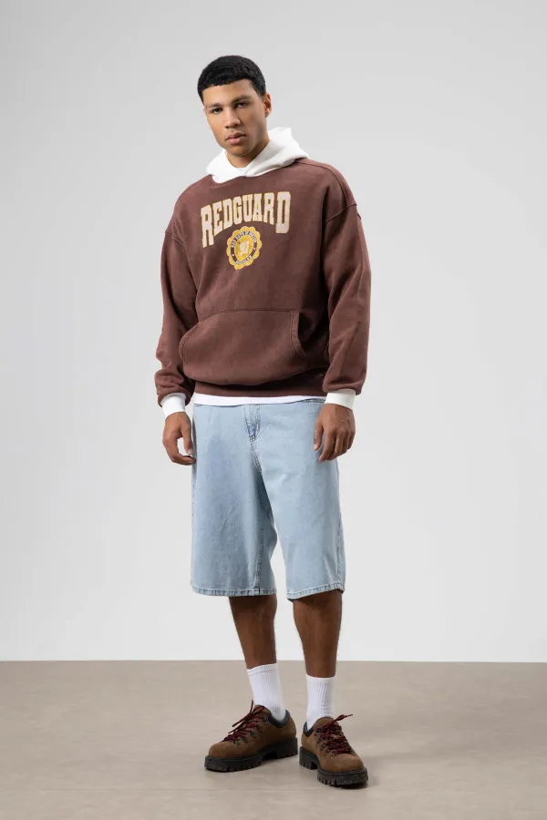 Sweat à capuche imprimé oversize, couleur café