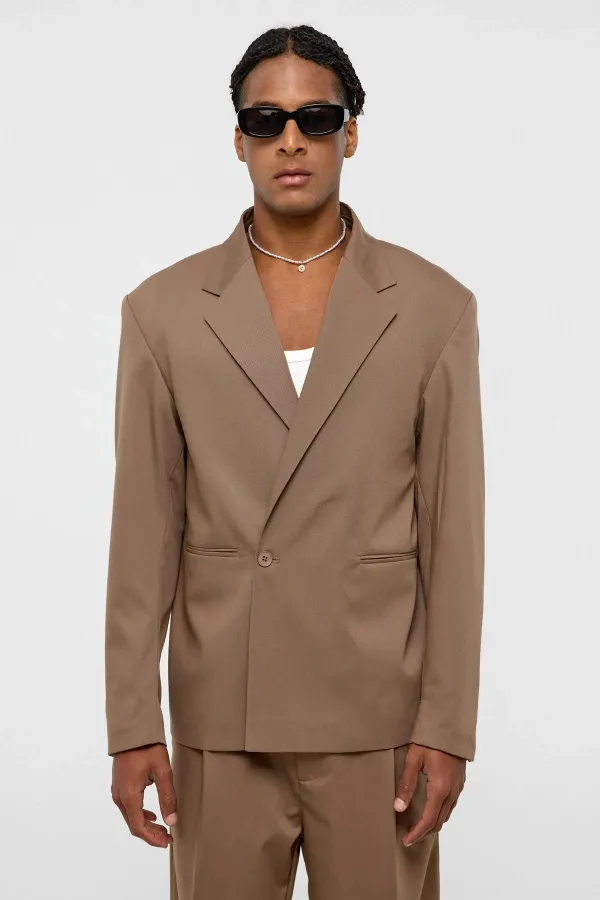 Tek Düğme Oversize Takım Elbise Vizon