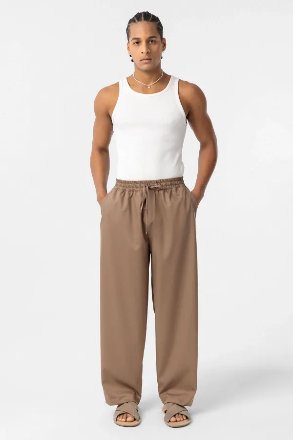 Bel Lastikli Baggy Pantolon Vizon