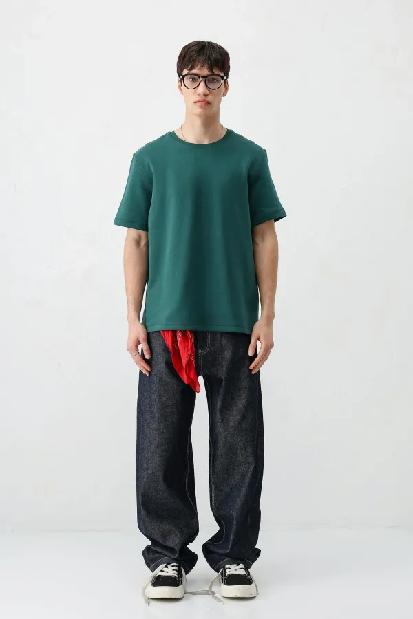 Kısa Kollu Boxy Fit Tişört Nefti