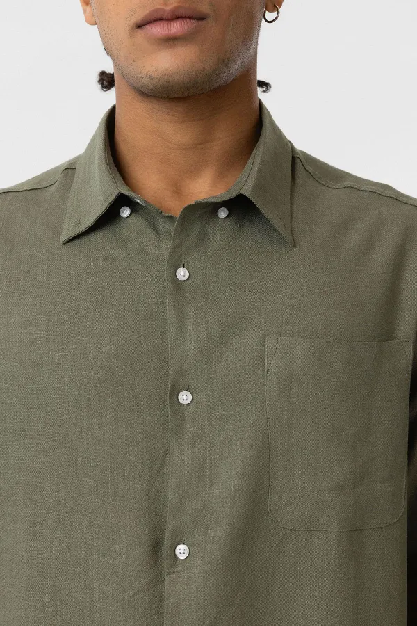 Cep Detaylı Oversize Uzun Kol Gömlek Haki