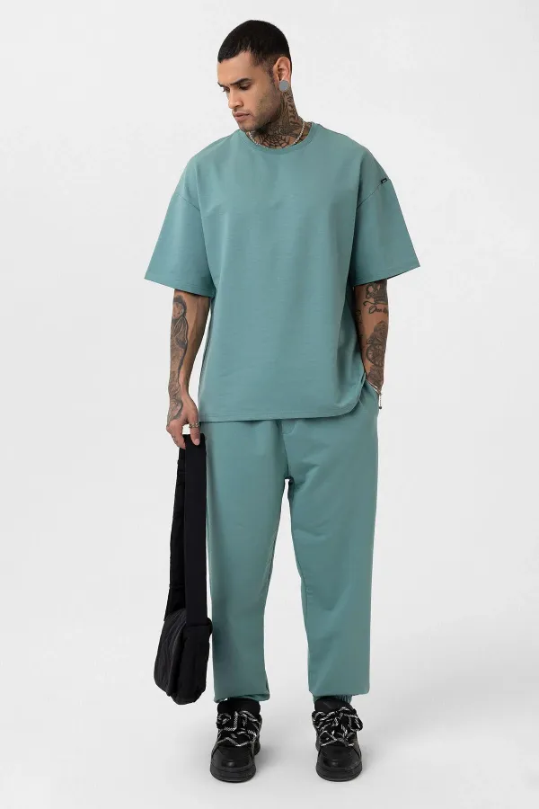 Paça Lastikli Basic Oversize Eşofman Takımı Mint
