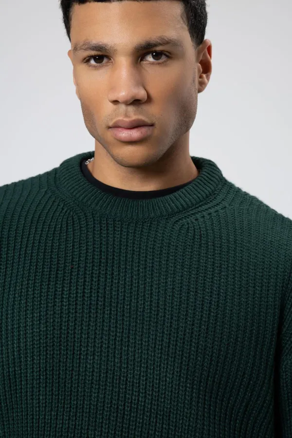 Bisiklet Yaka Oversize Triko Kazak Nefti