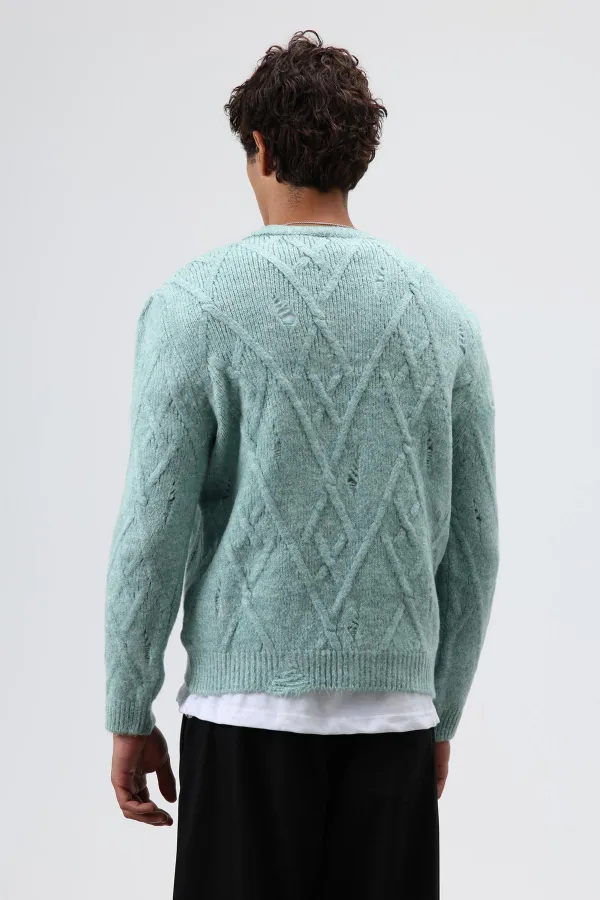 Pull oversize en maille à motifs menthe