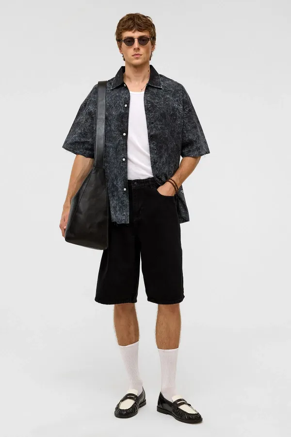 Oversize Bermuda Denim Shorts Black