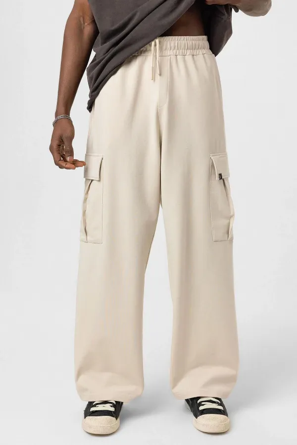Bel Lastikli Kargo Baggy Pantolon Taş