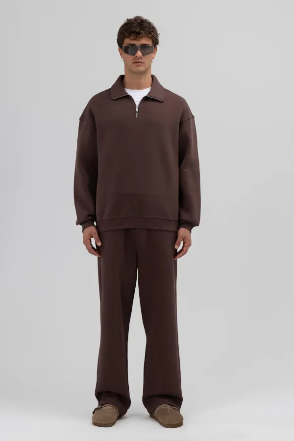 Pantalon de survêtement ample basique marron