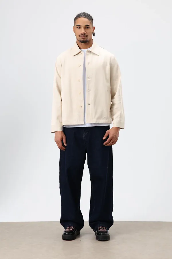 Boxy Fit Gabardin Ceket Bej