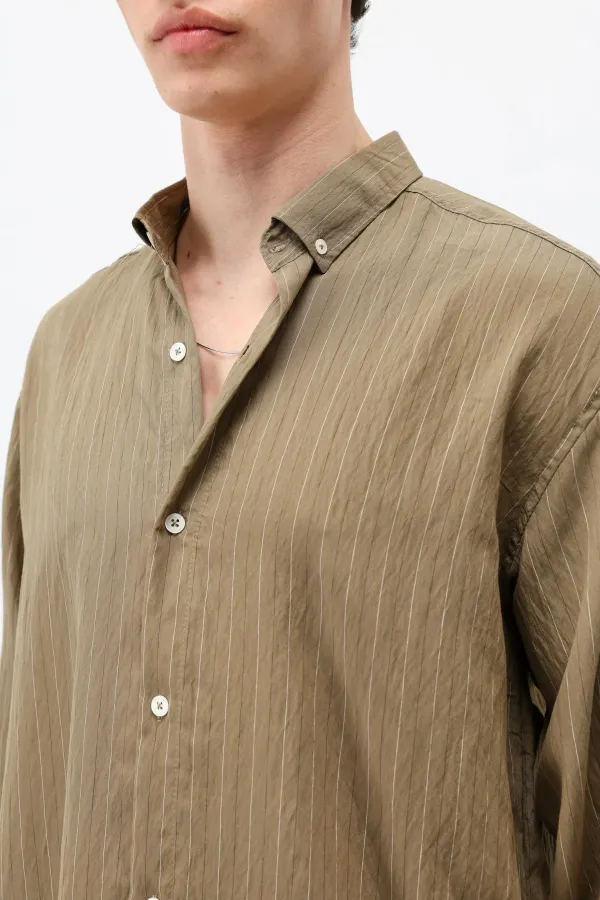 Striped Oversize Shirt Khaki