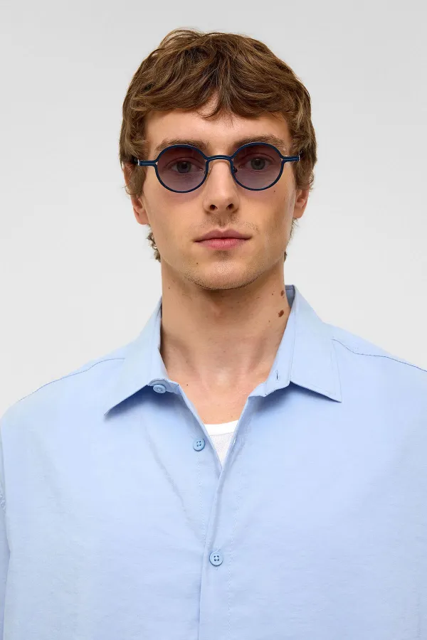 Basic Oversize Short-Sleeve Modal Shirt, Baby Blue