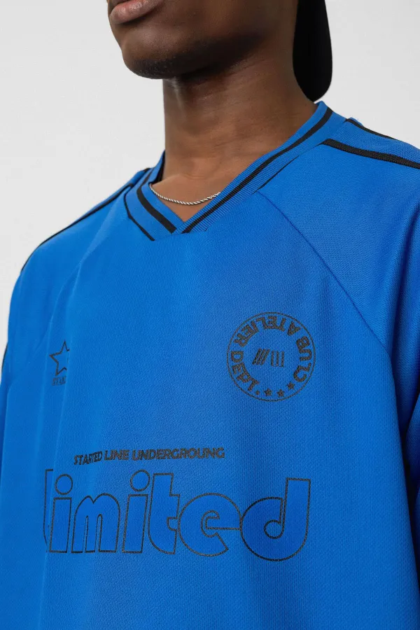 Printed Oversize Jersey T-Shirt (Navy Blue)