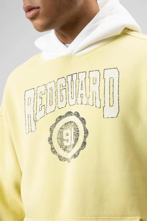 Sweat à capuche imprimé oversize jaune