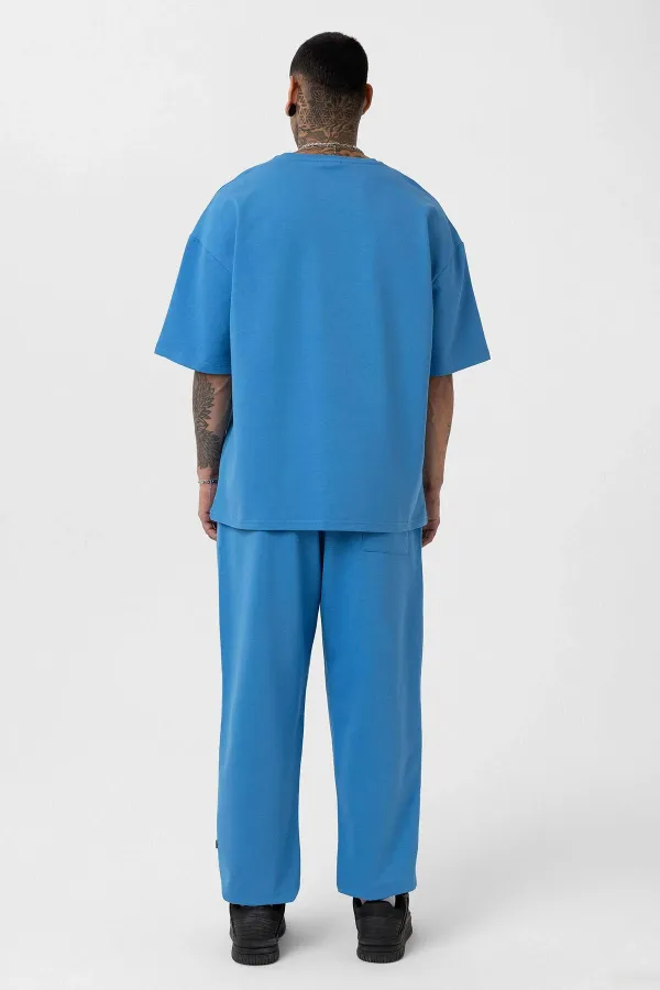 Paça Lastikli Basic Oversize Eşofman Takımı Mavi
