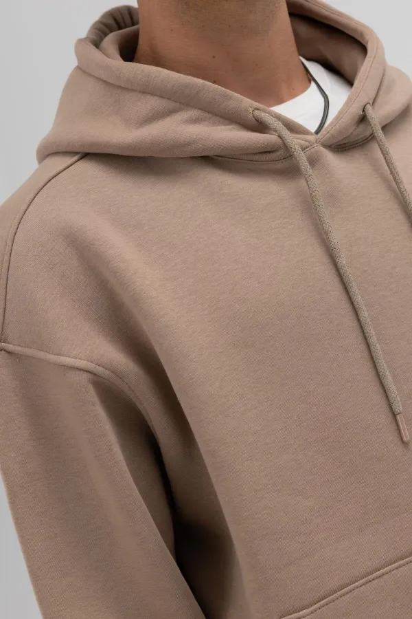 Sweat à capuche oversize basique, couleur vison