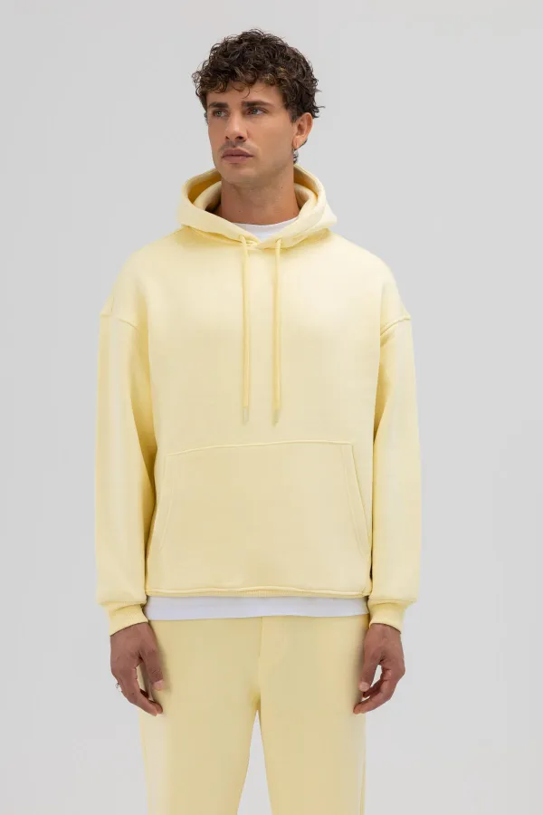 Basic Oversize Hooded Sweatshirt Yellow