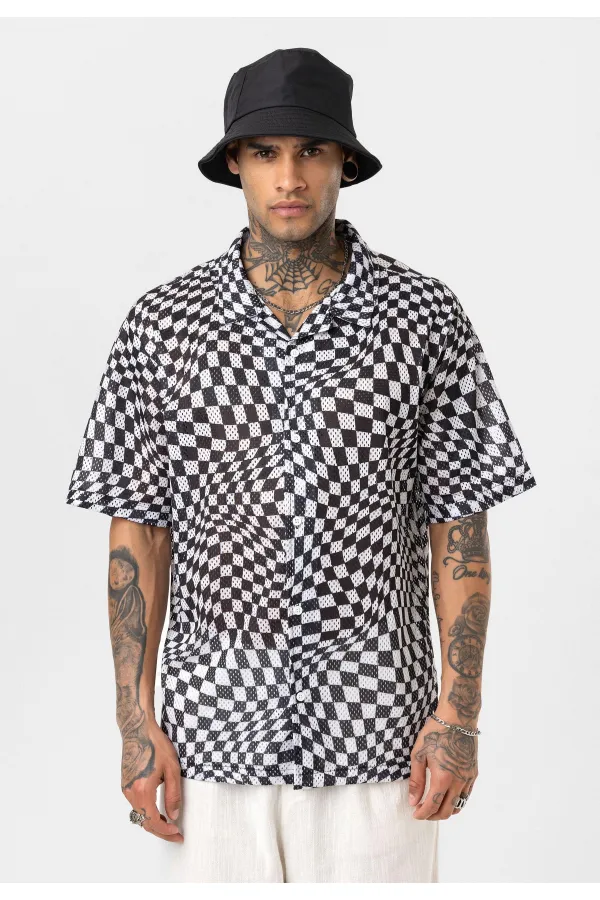 Patterned Corduroy Oversize Shirt Pattern-10