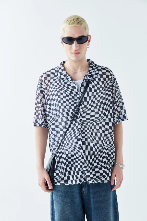 Patterned Corduroy Oversize Shirt Pattern-10