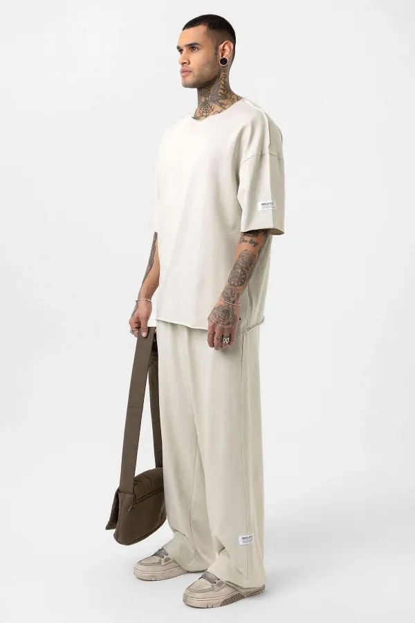 Etiket Detaylı Oversize Eşofman Takım Buz Grisi