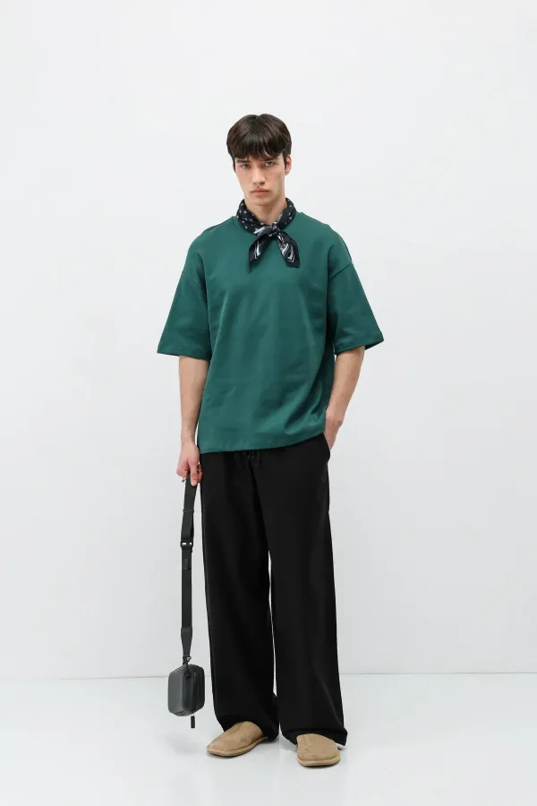 Super Baggy Fit Keten Pantolon Siyah